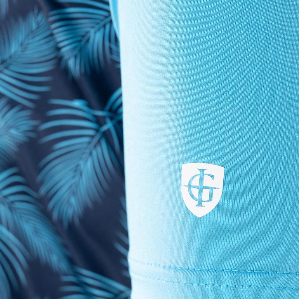 Island Green Mens Golf Tropical Leaves Polo Shirt