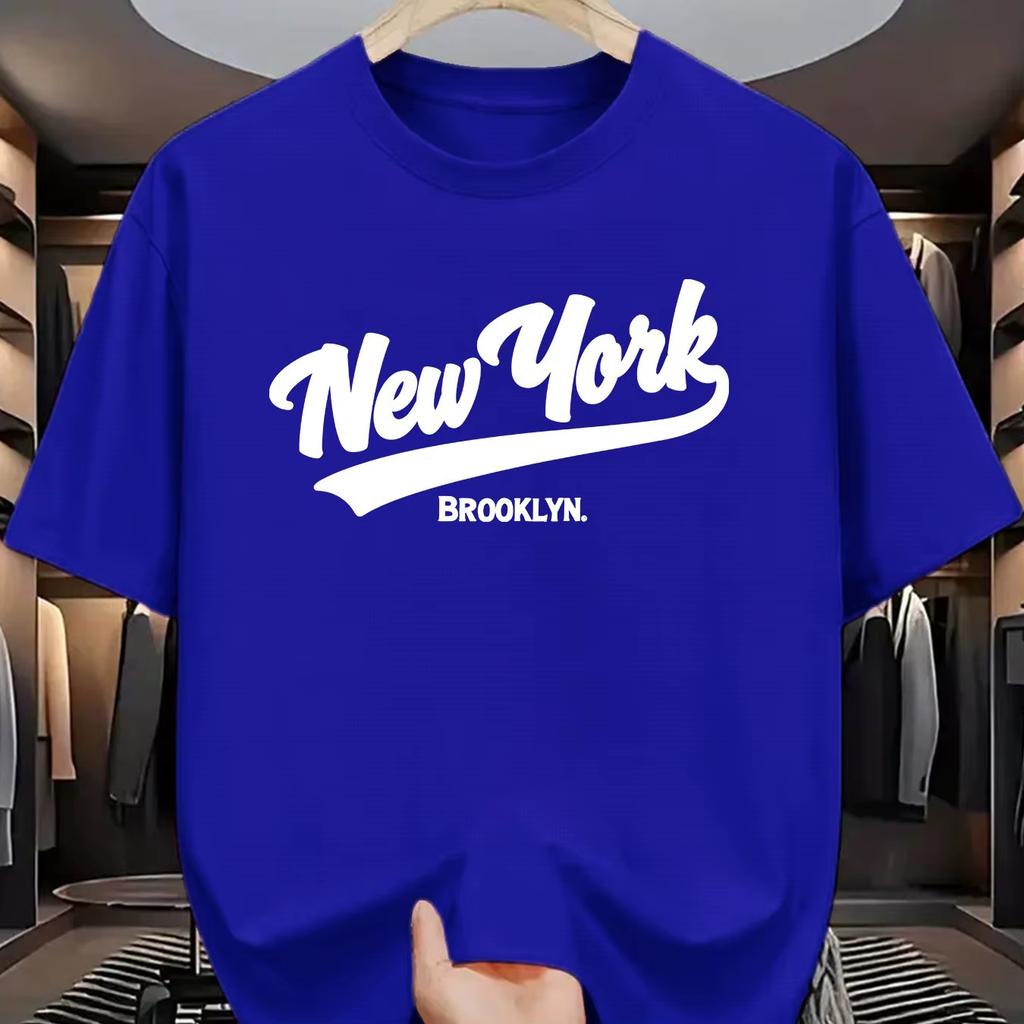 Unisexs Summer Cotton Fashionable Casual Sports Loose New York Brooklyn Letter Printed Round Neck Short Sleeved TShirt Top