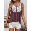Women's Lace Patchwork T-Shirts Doll Neck Loose Comfortable Knitted Vest Top