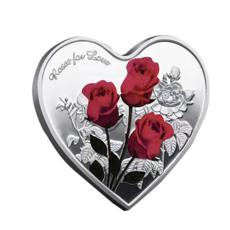 Heart-Shaped Rose Love Coin: Valentine s Day, Birthday, Confession Gift