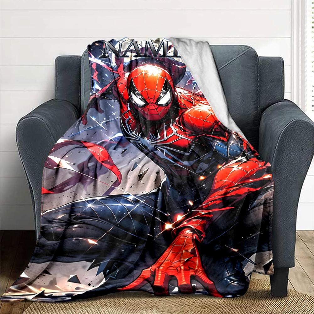 Customiz Name Personality Spider-Man Blanket Soft &Warm Sofa Office Bed Travel Lunch Break Blanket, Gift Suitable All Seasons