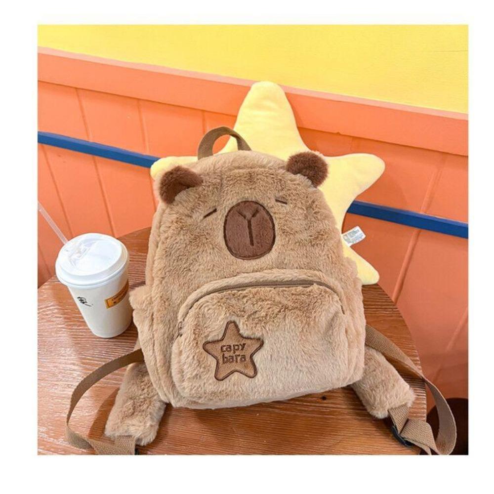 Capybara peluş sırt çantası Kawaii moda peluş bebek kürk çanta çocuk çantası omuzdan askili çanta Mini sırt çantası çanta kız arkadaşı için hediyeler