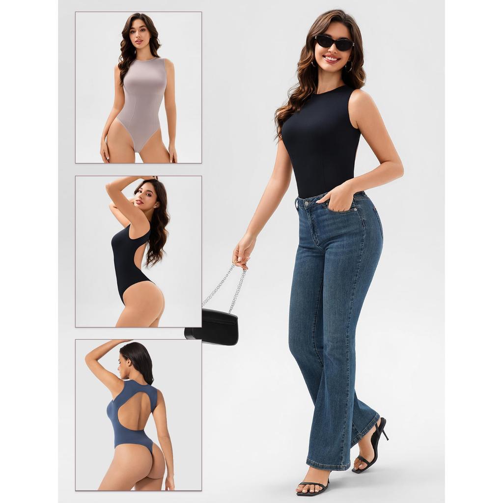Seamless Thong Bodysuits for Women Tummy Control Shapewear One Piece Leotard Shirt Going Out Romper Tops Waist Trainer Slimming Body Shaper