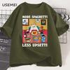 More Spaghetti Less Upsetti Funny Cat TShirt Unisex Unisex Printed T Shirt Harajuku O Neck Cotton Short Sleeve Tee Shirt Cat Lover