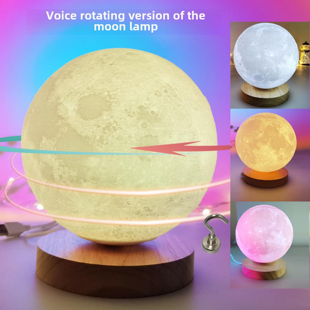 2025 Intelligent Voice Rotating Moon and Planet Bedside Lamp