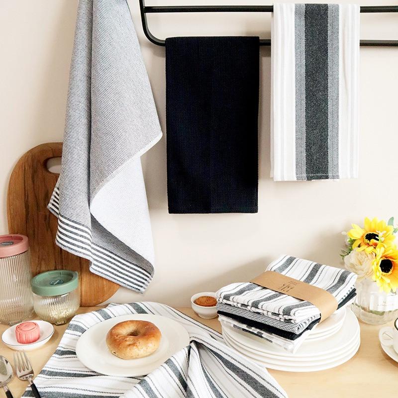 

4Pcs/set 45x65cm Cotton Woven Waffle Dinner Table Napkins Kitchen Tea Towels Absorbent Dish Cleaning Cloth 45x65cm&4pcs чёрный