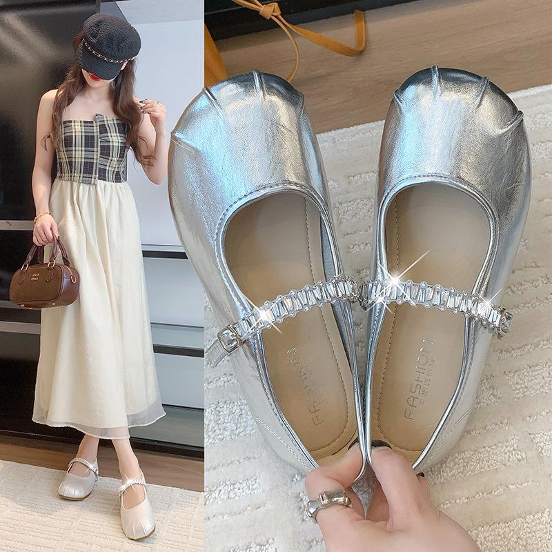 Flat single shoes women s new summer skirt small leather shoes beautiful evening shoes Mary Jane women s shoes 35