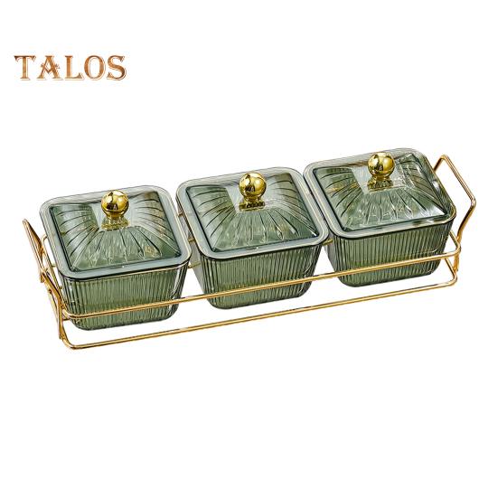 

Поднос для орехов и конфет с крышками, фруктовая тарелка, пластиковое отделение, демонстрационная тарелка для закусок, раздельные сервировочные миски для кофе и чая 3Grids зелёный