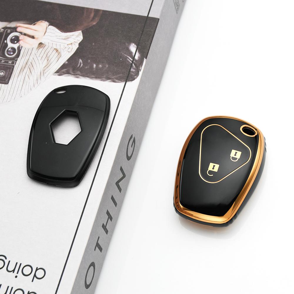 Gold Edge TPU Remote Key Case Cover 2/3 Buttons Shell Fob Holder For Renault Logan DACIA Megane Espace Laguna Duster Sandero Fluence Clio