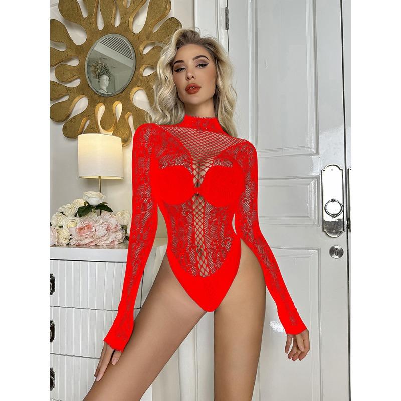 Sexy underwear bikini onesie long-sleeved mesh coat hollow backless hip skirt
