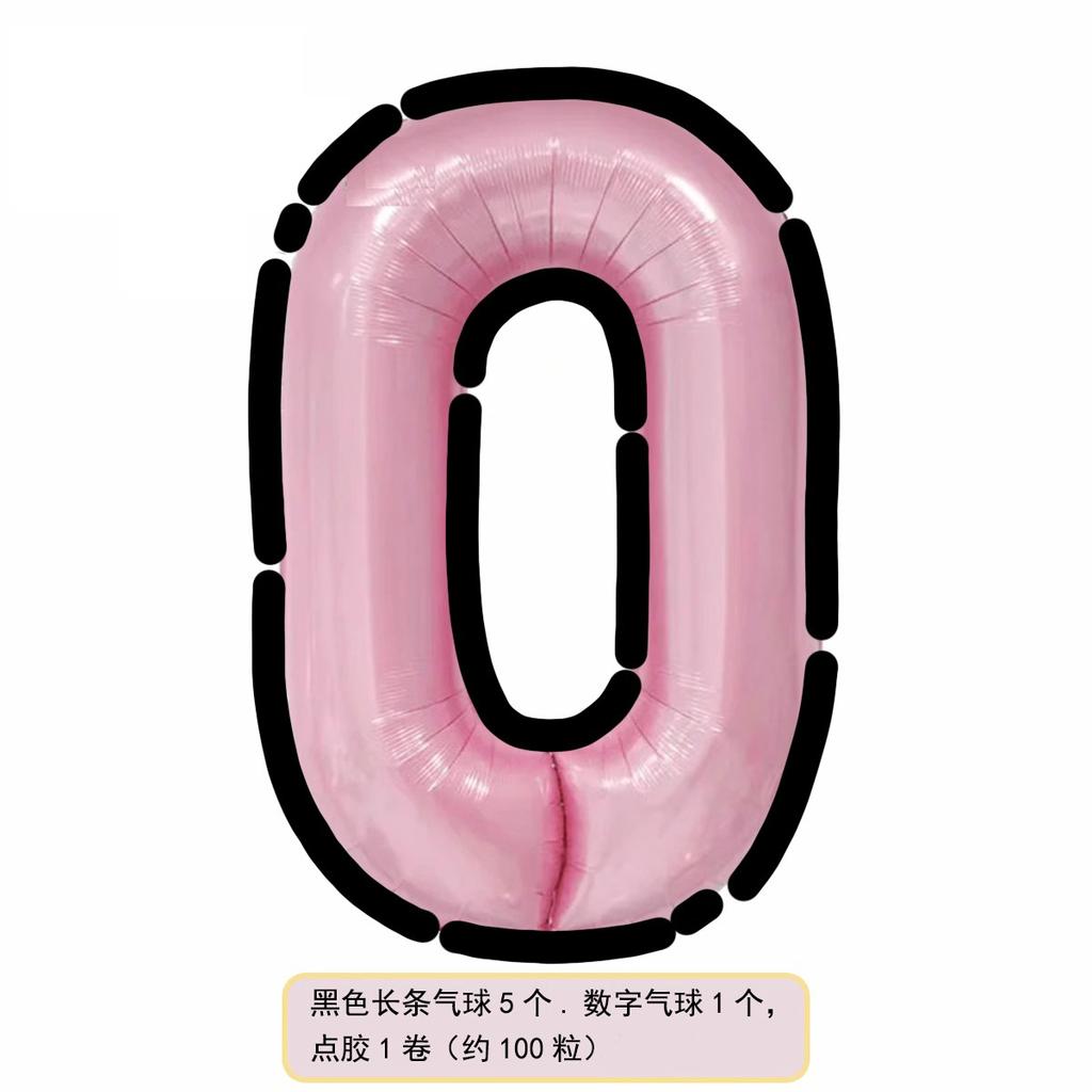 Cartoon Style Black And White Pink And Blue Digital Aluminum Film Balloon, Children'S First Birthday Party Scene Decoration Atmosphere Props