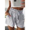 Women Summer Fashion Lace Up Short Pants Casual High Waist Pure Color Crepe Woven Tie Beach Shorts Pocket Cotton Short Pants