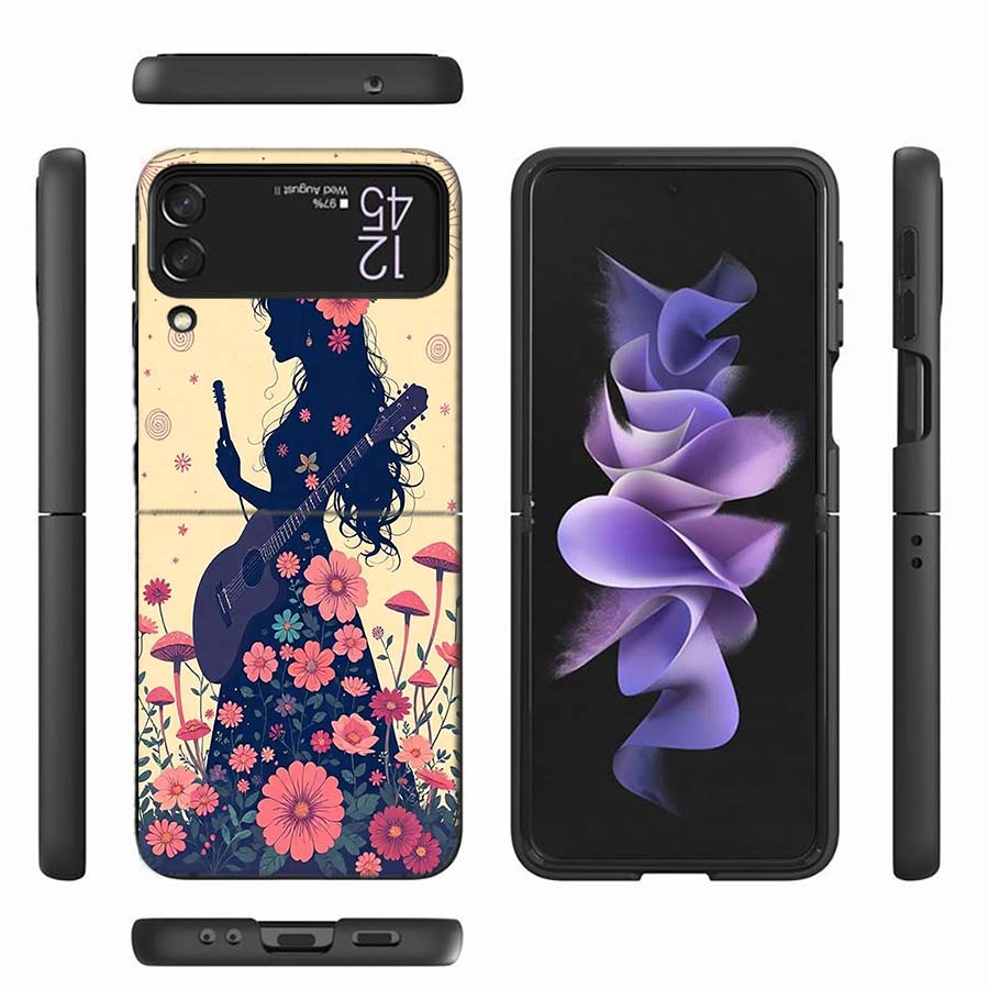Groovy Mushroom Silhouette Phone Case For Samsung Z Flip 6 7 5G Z Flip 5 Galaxy Z Flip 3 4 5G ZFlip Shockproof Hard Cover TPU PC