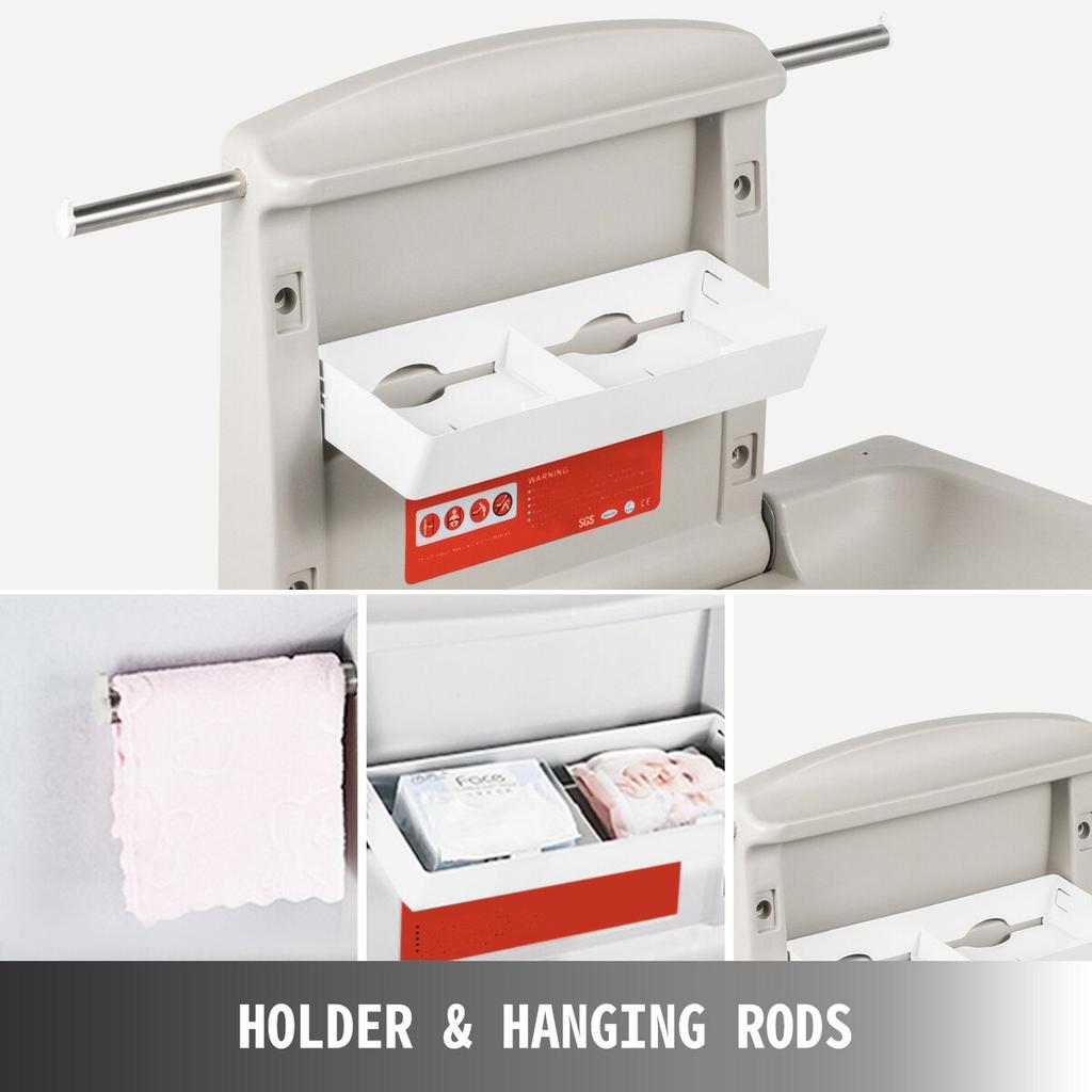Horizontal Baby Changing Table Wall-mounted Baby Diaper Changing Station Vertical Fold Down Baby Changing Table