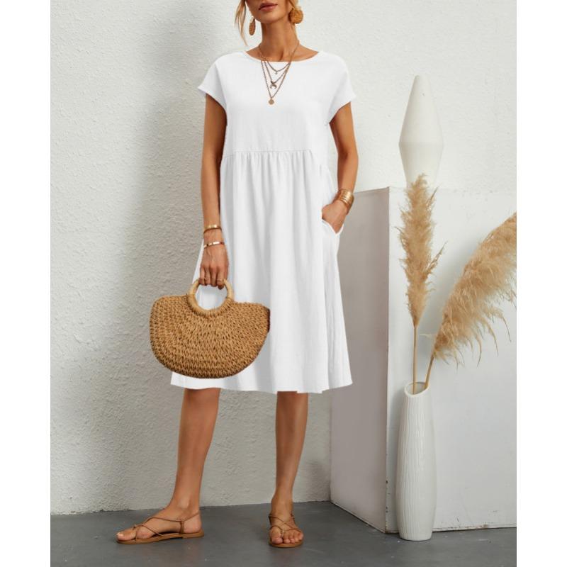 Summer Temperament Women's Round Neck A-line Dress