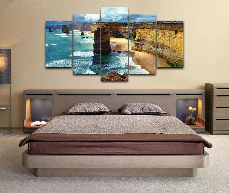 The Twelve Apostles Beach View Poster 5 Panel Canvas Picture Print Wall Art Canvas Painting Wall Decor for Living Room No Framed