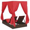 Double Sun Lounger Red 205 x 129 x 200 cm Poly Rattan