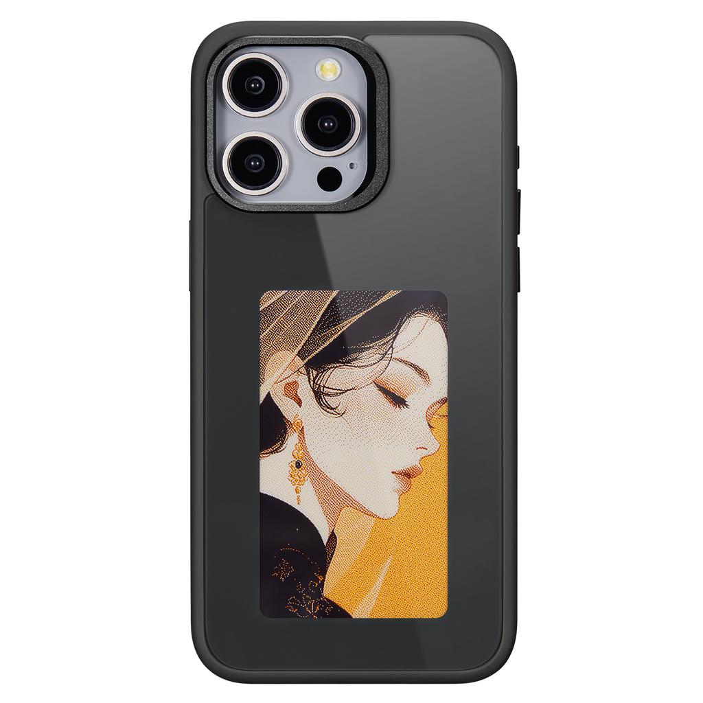 För iPhone 13 Pro E Ink-skal 4-färgsdisplay Telefonfodral NFC-projektion Anpassat mönster