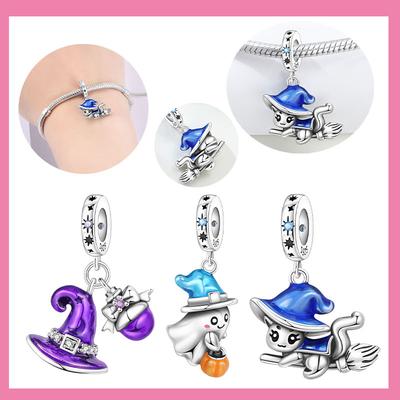 Copper Halloween Collection, Magic Hat,potion,cat,Chain Charm Bead Charms Bead Charms Pendant for Authentic Bracelets Woman Girl Jewellery