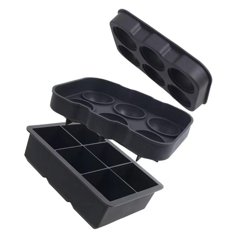 652F Silicone Large Cube Ice Tray Easy to Remove Silicone Ice Balls Maker Dishwasher Safe