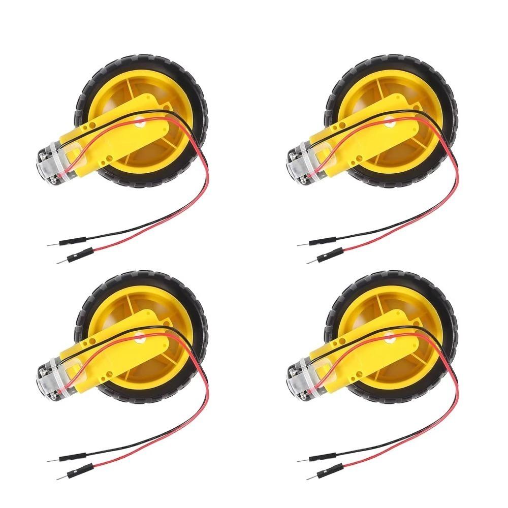 4 Sets Durable Ratio 1:48 TT Motor Dual Shaft 200RPM Tire Wheel Kit DC 3-6V RC Vehicle Accessories for Smart Car Robot
