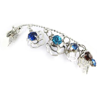 [N1196] - Multicolor Blue 'Rosa Romantica' Bracelet