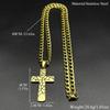 Christian Geometric Pattern Jesus Cross Pendant Necklace for Men Stainless Steel Gold Color Hip Hop Chain Necklaces Jewelry