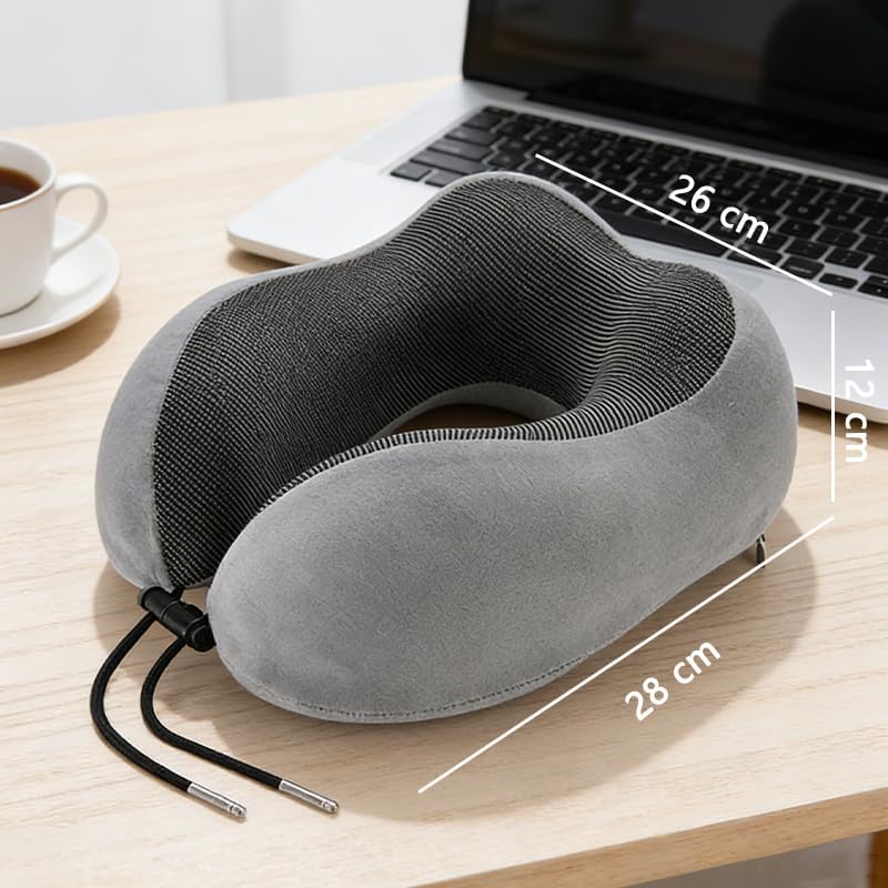 Travel Neck Pillow for Plane,U-Shaped Memory Foam Pillow,Portable& Comfortable for Flight Headrest Sleep,Light Grey