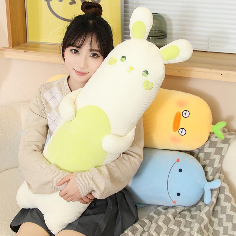 Little Bear Whale Sandwich Leg Long Throw Pillow Girl Bed Holding Sleeping Rabbit Yellow Duck Plush Toy Long Pillow