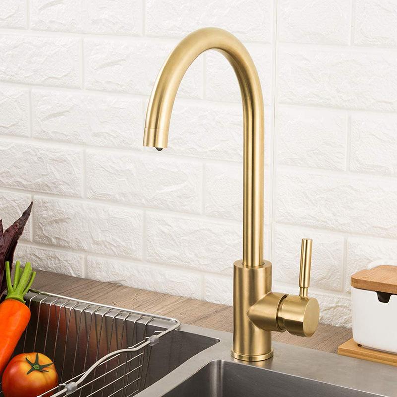 Modern Gold Kitchen Faucet Kitchen Sink Bathroom Basin Faucet Deck Mounted Hot Cold Water Mixer Taps Lavatory 304 Stainless Stee