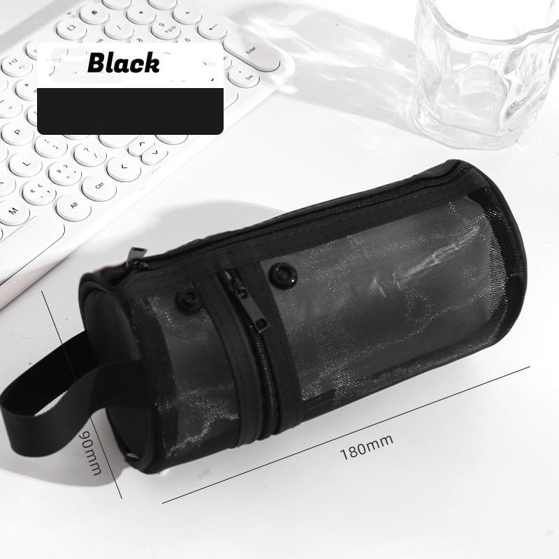 Transparent Mesh Pencil Holder Pen Case Handbag Large Capacity for School Office Stationery