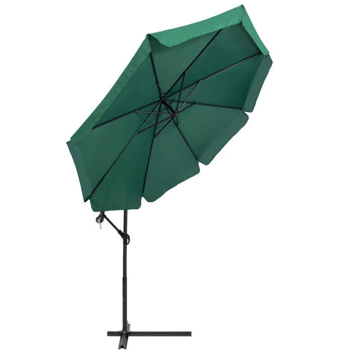 Springos® Parasol de jardin déporté avec manivelle, incluant une housse 350 cm