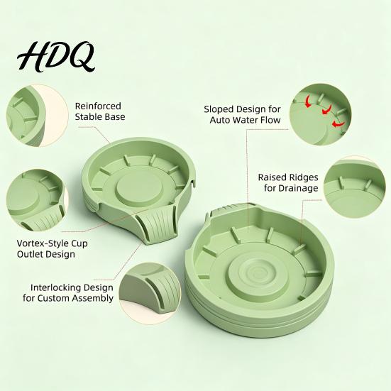 Drainage Cup Holder Base Storage for Ninja Creami Cups Silicone Tray Design Intelligent Kitchen Countertop Organizer Anti-Spill Sloped to Eliminate