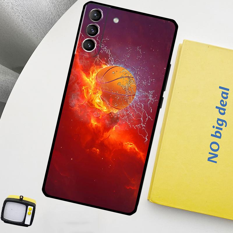 

Basketball On Fire Phone Case For Samsung Galaxy S25 S26 Ultra S21 S22 S23 S24 Ultra S10 S20 Plus S25 FE Cover Galaxy S26Ultra