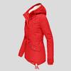 2025 Winter Women's Solid Color Hooded Parka Coat Thick Fleece Lined Cotton Jacket Outerwear