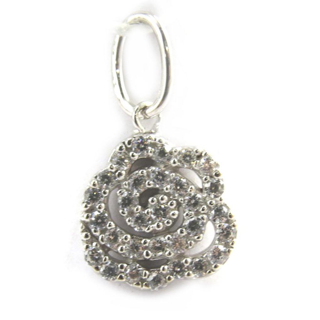 Les Trésors De Lily [M1719] - Pendentif Argent 'Rosa Romantica' blanc