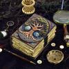 Vintage Leather Journal, Tree of Life Fat Journal, Blank Spell Book of Shadows Celestial Gifts For Him Her