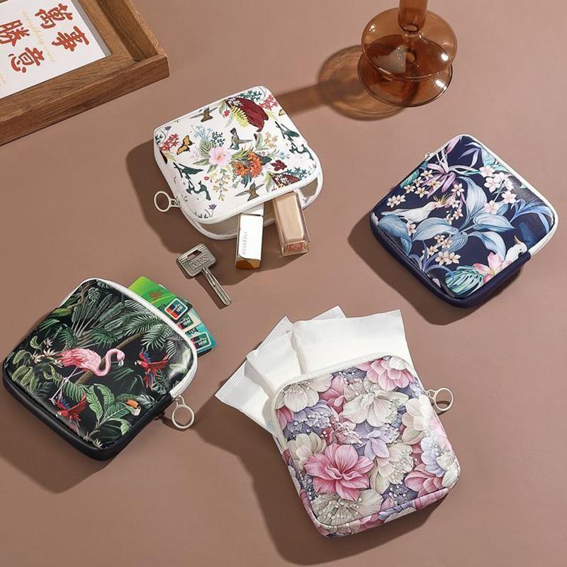 Women Girls Small Makeup Bag Coin Purse Sanitary Pad Pouch Toiletry Bag Cosmetic Bag for Gaskets Mini Pouch Cable Case