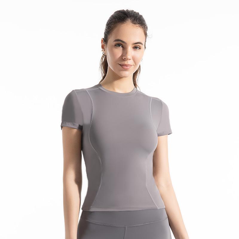 

Women s Slim Fit Quick-Dry Breathable Yoga T-Shirt: Short Sleeve, Sweat-Wicking, Sports Top XL сірий колір