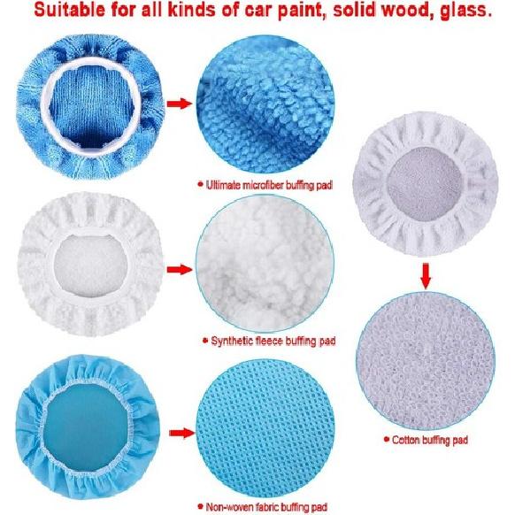 24 Packs Car Polisher Pad Bonnets 5 to 6 Inch Polishing Bonnet with 12 Packs Mic