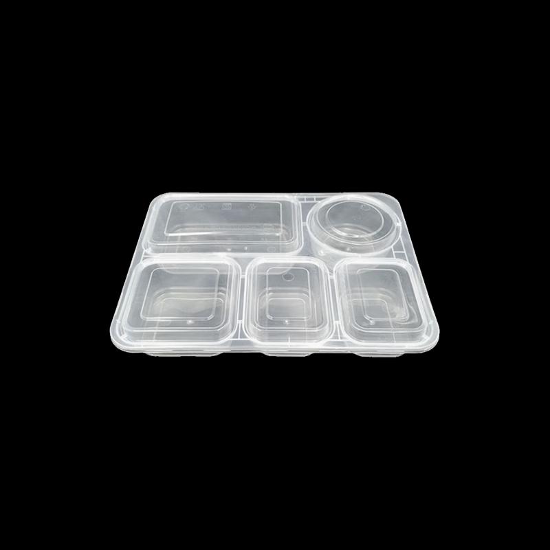 Disposable 5-Compartment Takeaway Meal Boxes