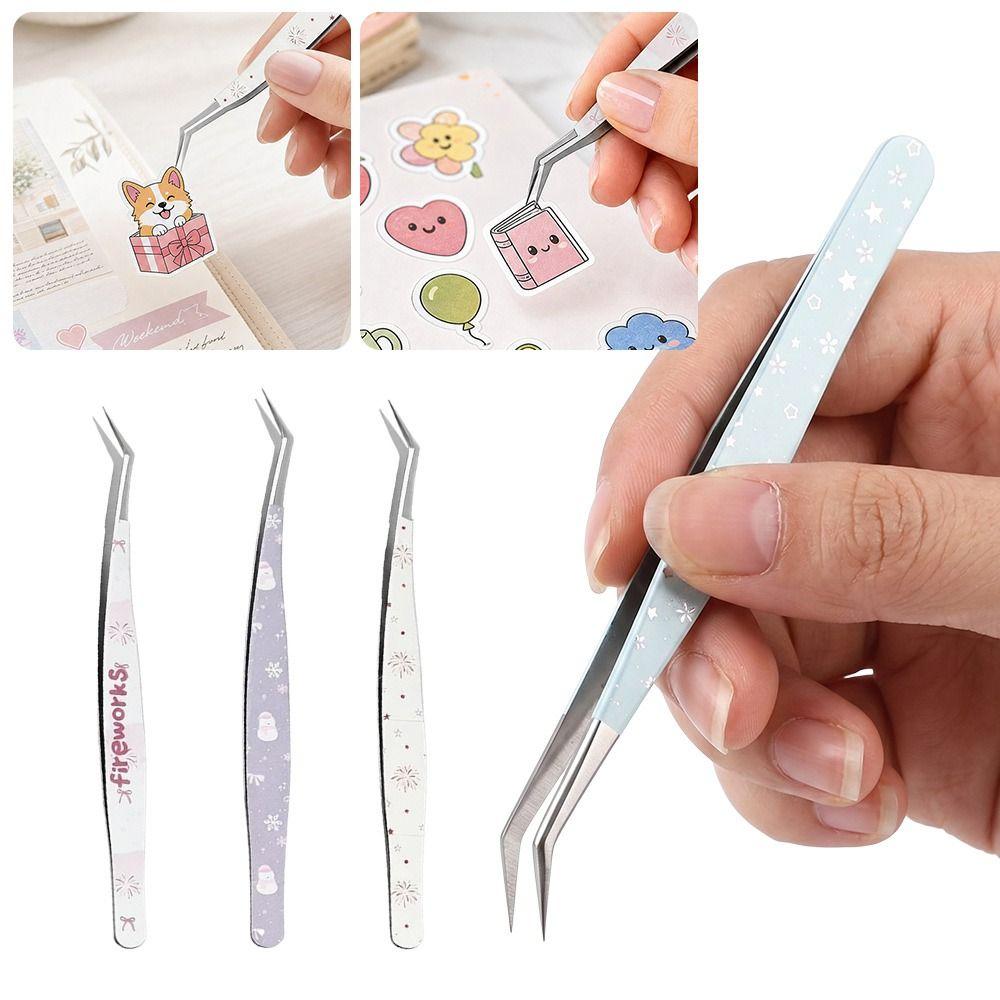 High Precision Curved Stickers Tweezers Lashes Extension Tweezer Miniature Scene Stickers