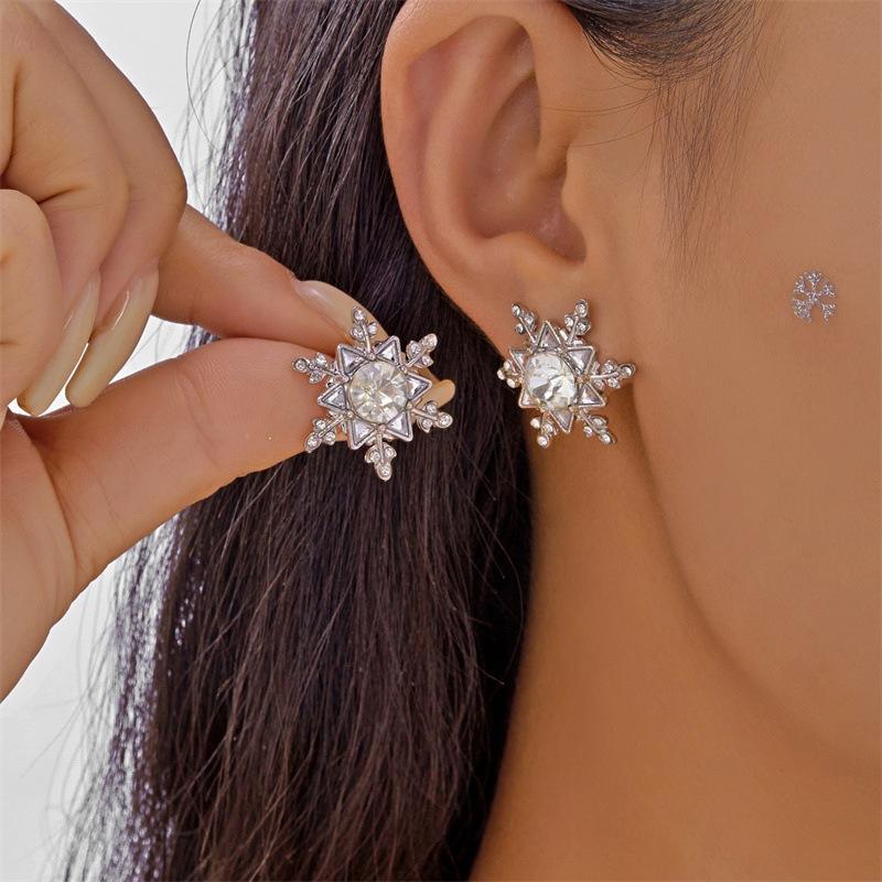 Glamorous Sparkling Snowflake Stud Earrings with Crystal Zircon Pearl Dangle; Ideal Long Tassel Earring Christmas Gifts