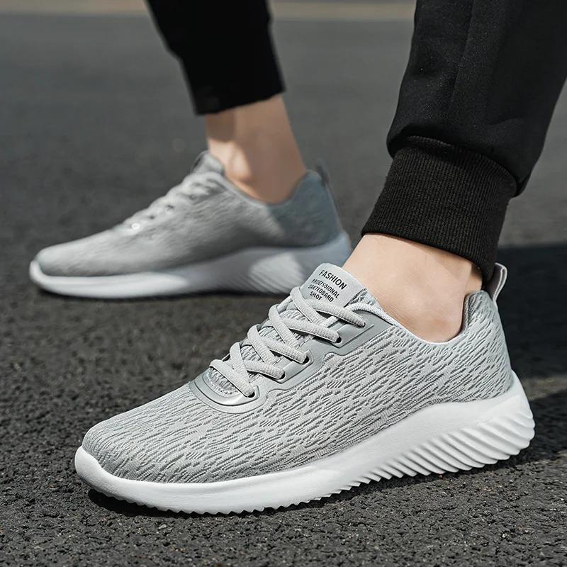 Fashion Men's Shoes Four Seasons New Large 45 Size Men Mesh Lace Up Sports Shoes Outdoor Non Slip Lightweight Comfortable Running Shoes