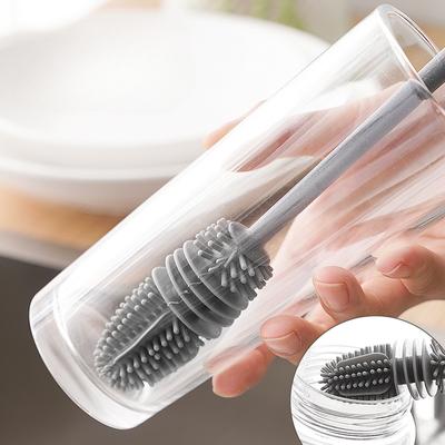 Silicone Long-Handle Cup Brush for Cleaning Insulated Cups, Long-Handle Glass Cup Brush, Bottles with No Dead Angles, Kitchen Cleaning Brush