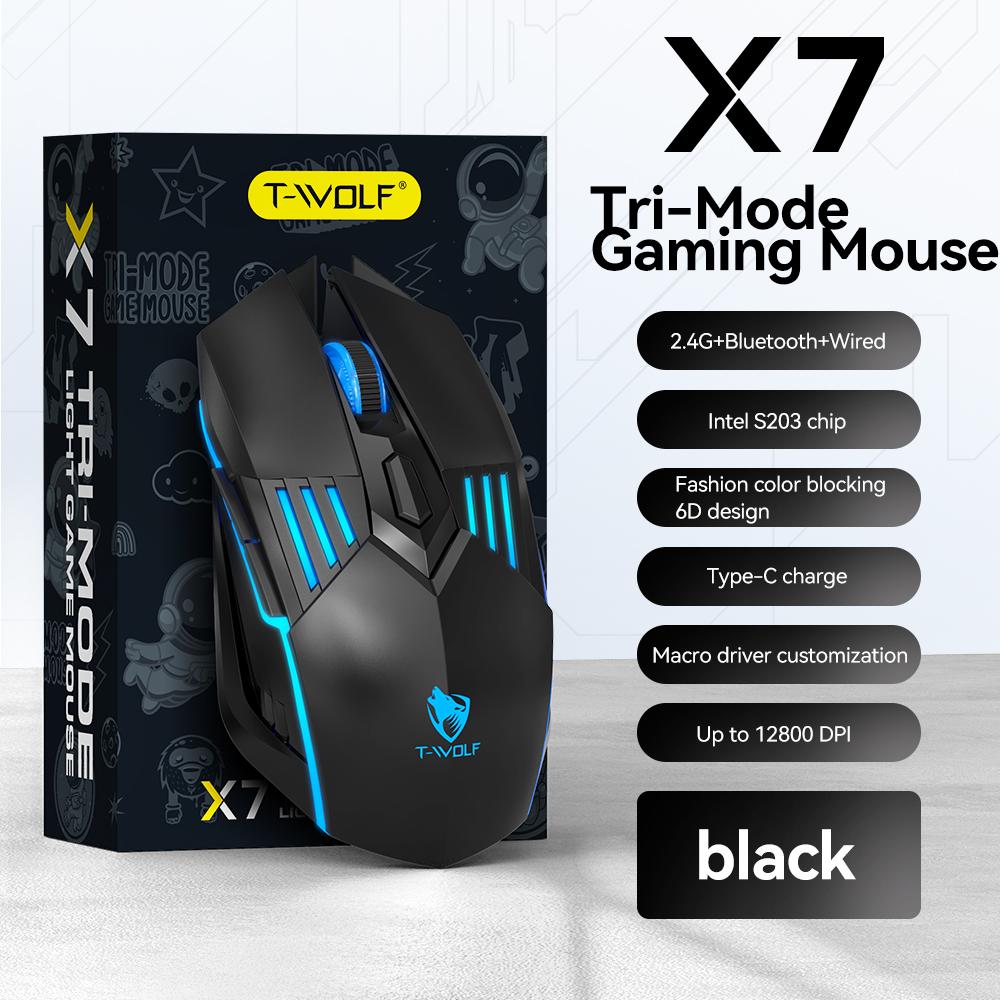 2025 NEW HOT 6D Design RGB Bluetooth+2.4G+Wired Mouse Lighting Effect Mouse Gaming USB Mouse 6 Keys Ergonomic Mice Plug and Play