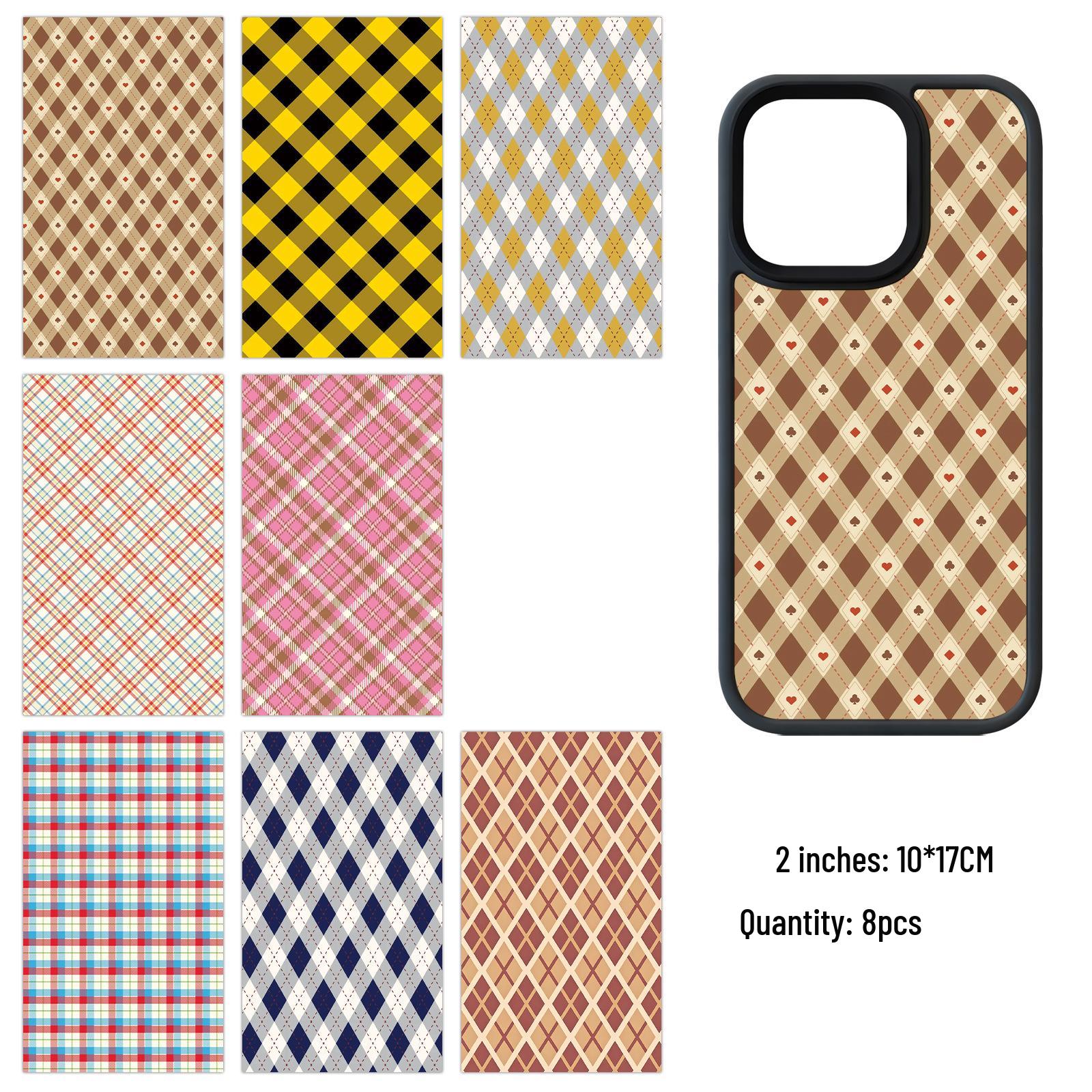 

8 Sheets Waterproof Phone Back Card Stickers - Self-Adhesive Girly Heart Retro Designs for DIY Journaling