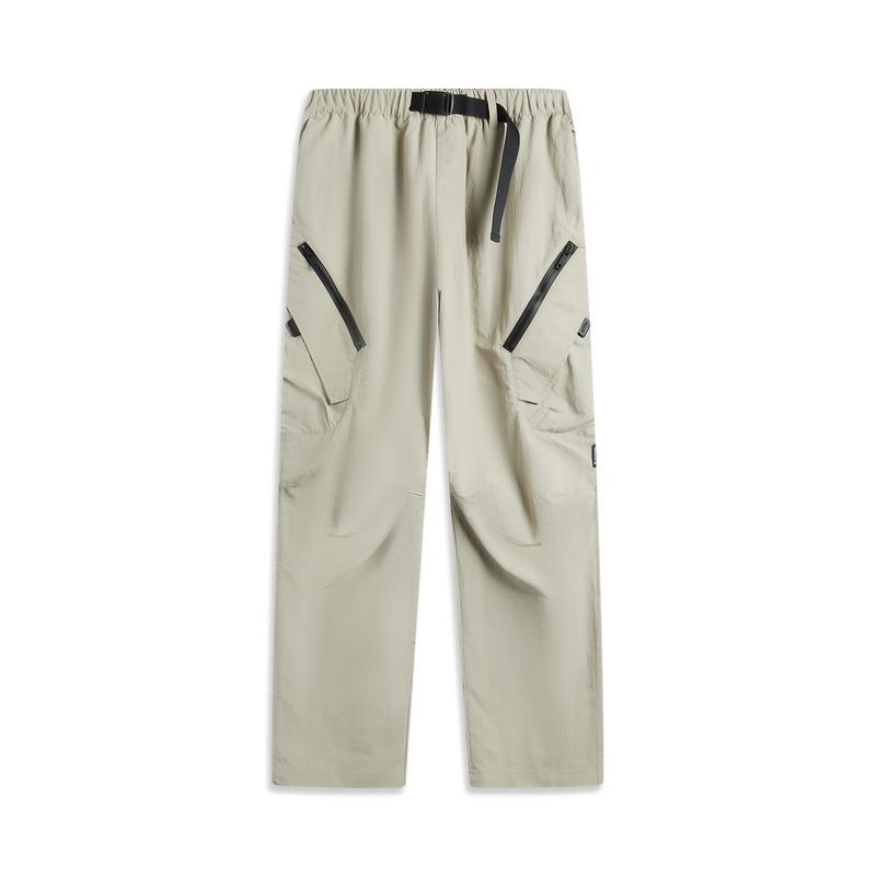 

Li Ning CF Outdoor Водонепроницаемые однотонные брюки средней посадки со шнурком Удобные дышащие свободные прямые повседневные брюки мужские брюки лайм AYKU719-2 L