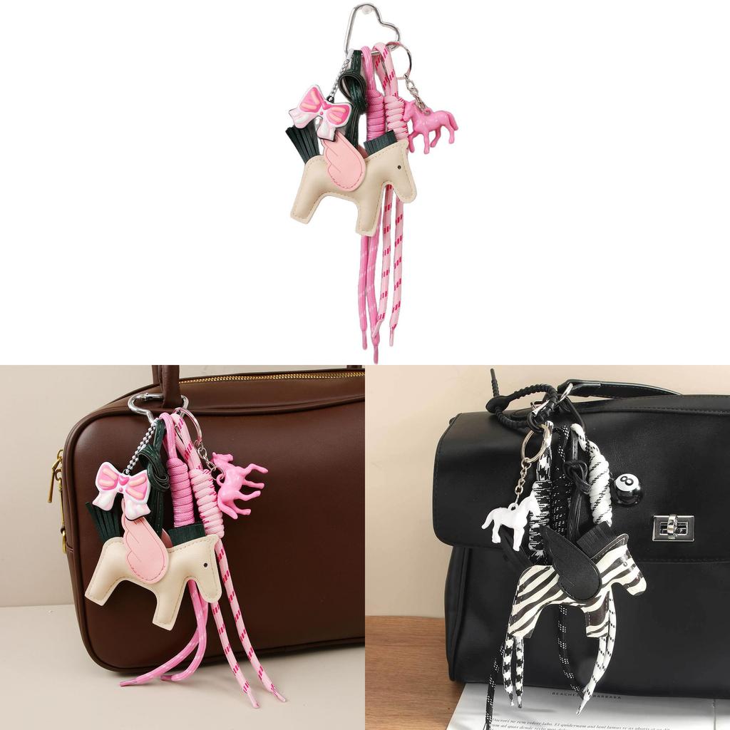 Llavero Pequeño de Cuero Miu con Pegaso y Cuerda Trenzada para Decoración de Bolsos y Accesorios de Bricolaje
