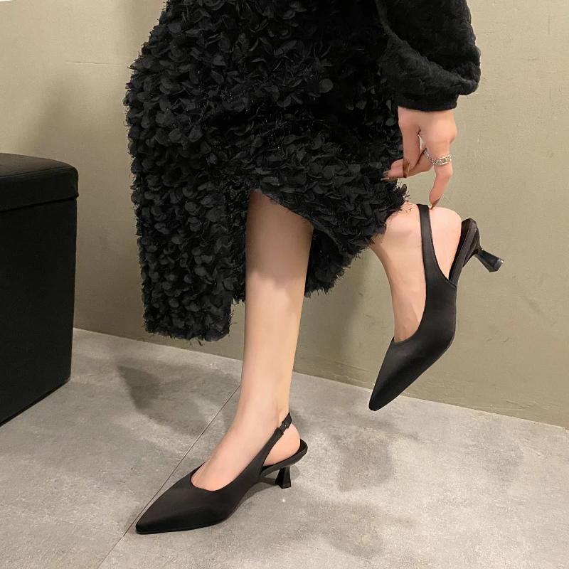 Ladies Shoes  New Slip-on Women's High Heels Fashion Shallow Mouth Office and Career Sexy Pointed Toe Closed Toe Sandals
